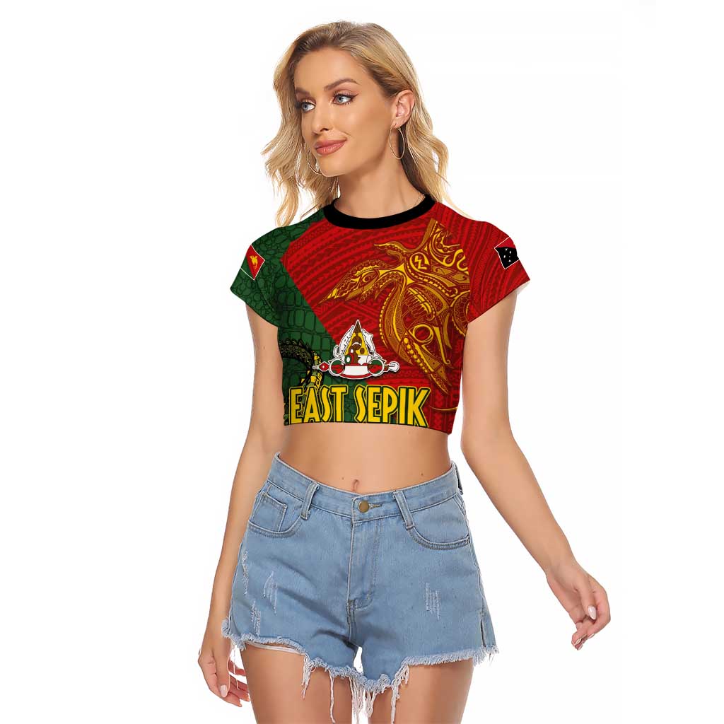 Sepik River Crocodile & Arts Festival Raglan Cropped T Shirt Bird-of-paradise Melanesian Tattoo