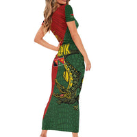 Sepik River Crocodile & Arts Festival Short Sleeve Bodycon Dress Bird-of-paradise Melanesian Tattoo