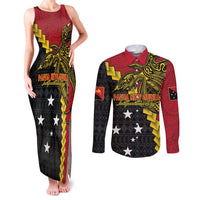 Papua New Guinea Independence Day Couples Matching Tank Maxi Dress and Long Sleeve Button Shirt Bird-of-paradise Melanesian Tattoo