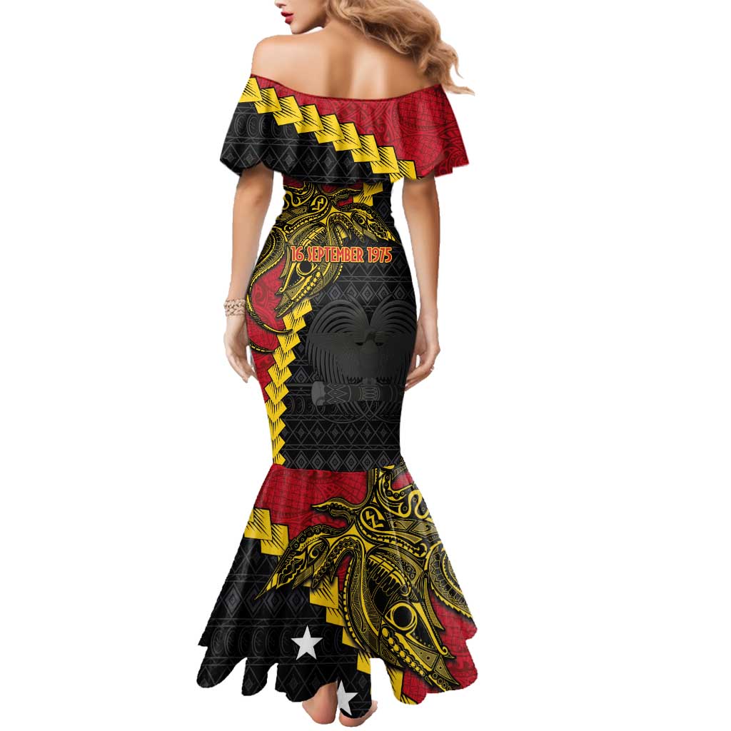 Papua New Guinea Independence Day Family Matching Mermaid Dress and Hawaiian Shirt Bird-of-paradise Melanesian Tattoo