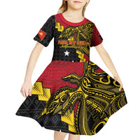 Papua New Guinea Independence Day Kid Short Sleeve Dress Bird-of-paradise Melanesian Tattoo