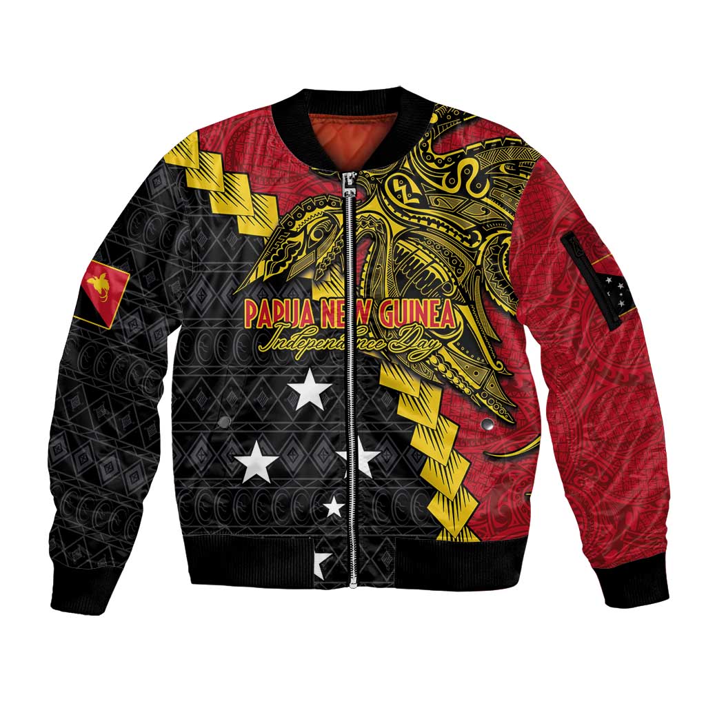 Papua New Guinea Independence Day Sleeve Zip Bomber Jacket Bird-of-paradise Melanesian Tattoo
