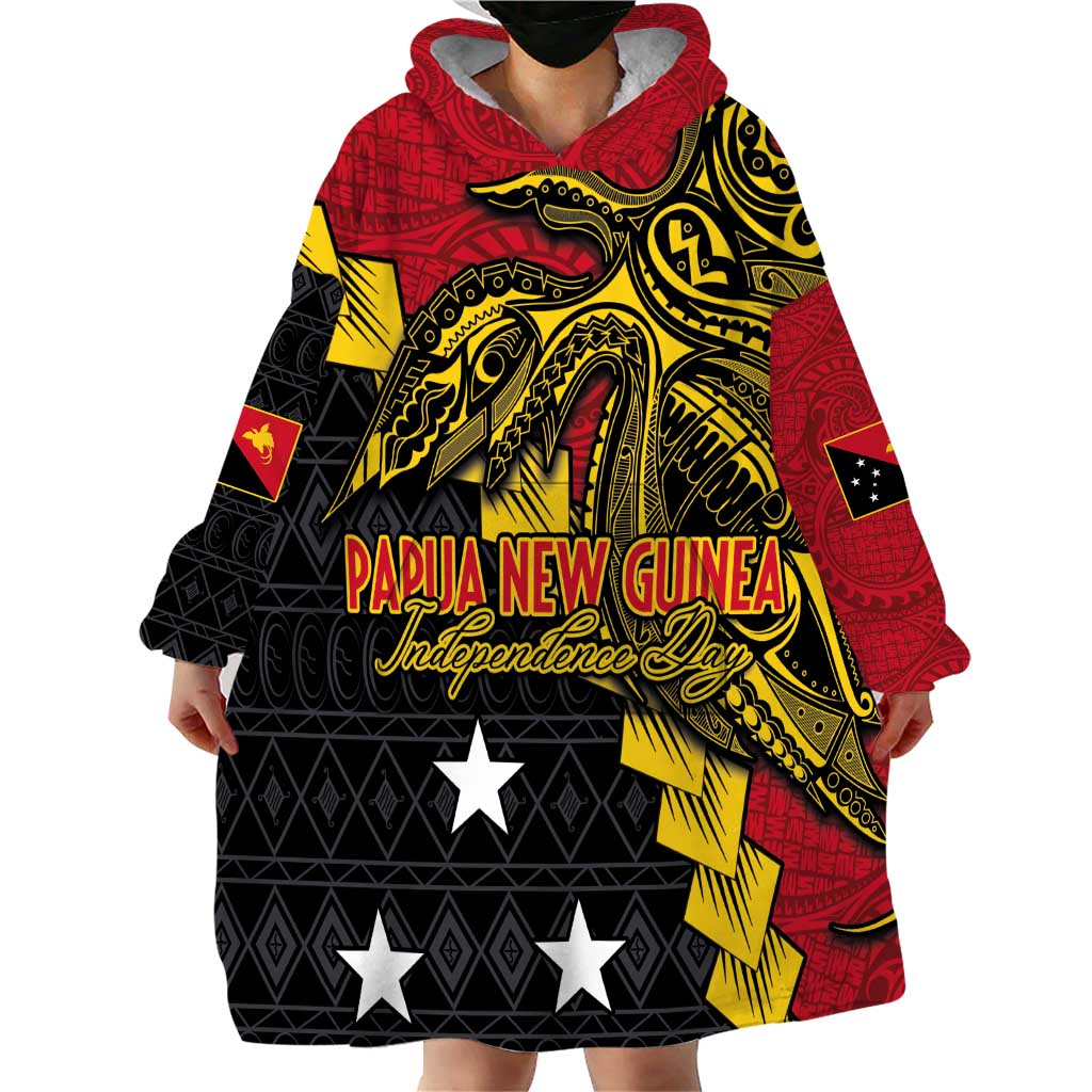 Papua New Guinea Independence Day Wearable Blanket Hoodie Bird-of-paradise Melanesian Tattoo