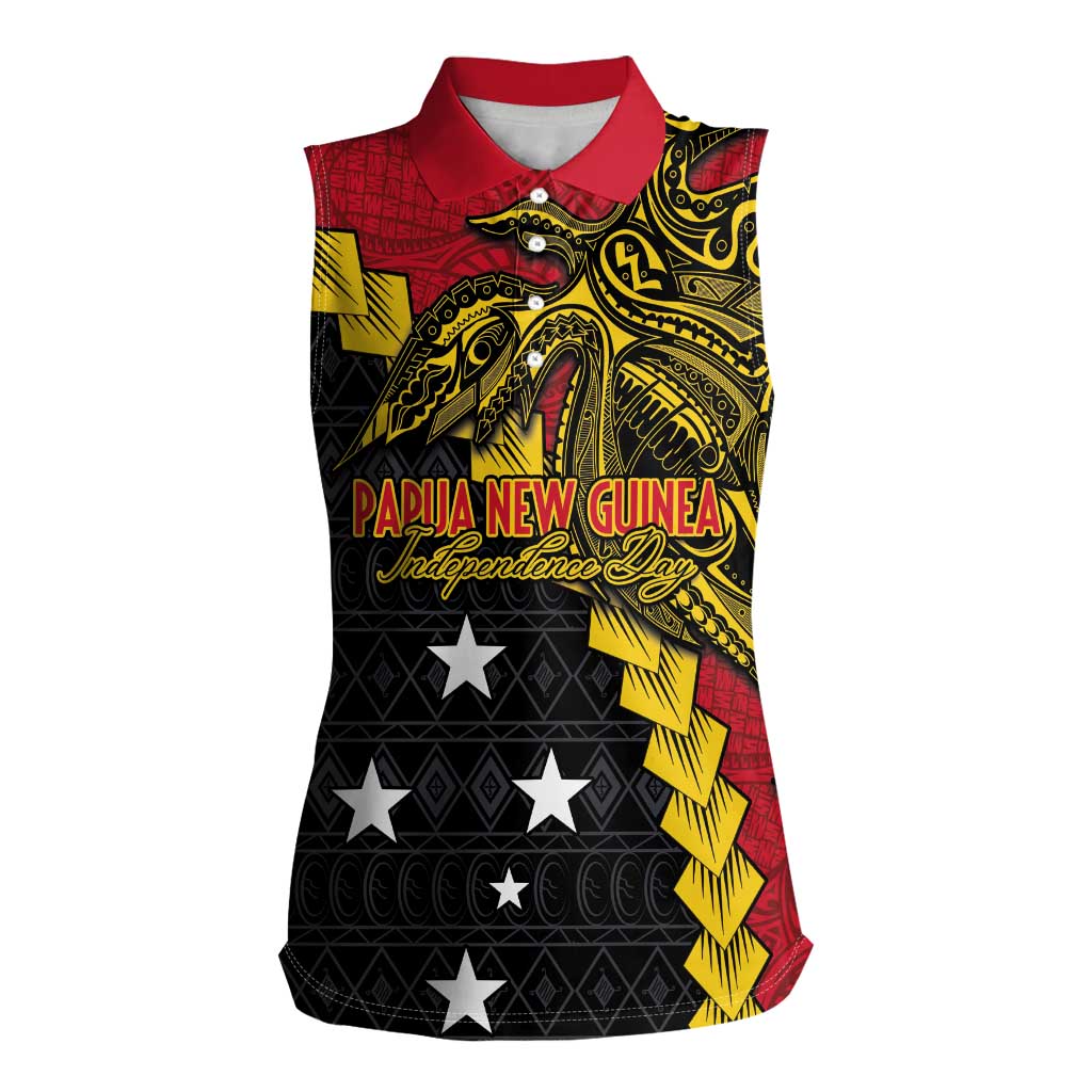 Papua New Guinea Independence Day Women Sleeveless Polo Shirt Bird-of-paradise Melanesian Tattoo