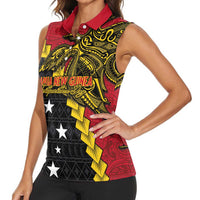 Papua New Guinea Independence Day Women Sleeveless Polo Shirt Bird-of-paradise Melanesian Tattoo