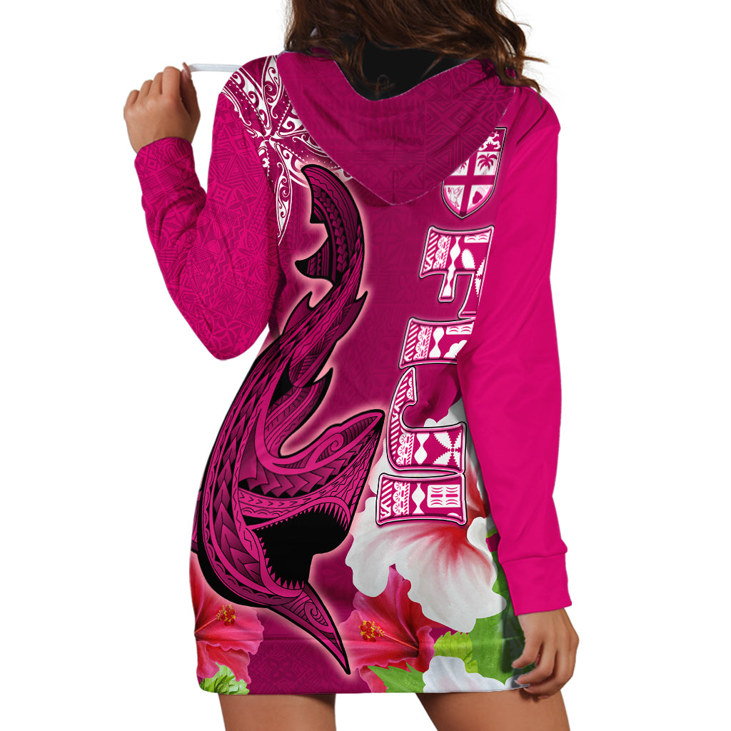 Polynesian Fiji Hoodie Dress Shark and Hibiscus Tapa Pattern Purple Version LT03 - Polynesian Pride