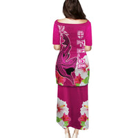 Polynesian Fiji Puletasi Shark and Hibiscus Tapa Pattern Purple Version LT03 - Polynesian Pride