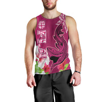 Custom Polynesian Fiji Men Tank Top Shark and Hibiscus Tapa Pattern Purple Version LT03 - Polynesian Pride