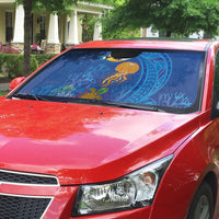 Hawaiian Funny Fruits Sea Animals Auto Sun Shade Mango Reef Triggerfish and Pineapple Turtle and Mandarin Jellyfish LT03 - Polynesian Pride