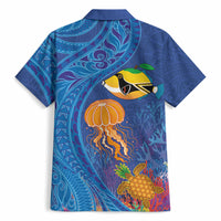 Hawaiian Funny Fruits Sea Animals Hawaiian Shirt Mango Reef Triggerfish and Pineapple Turtle and Mandarin Jellyfish LT03 - Polynesian Pride