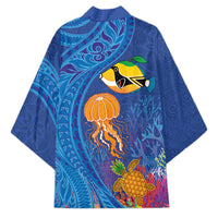 Hawaiian Funny Fruits Sea Animals Kimono Mango Reef Triggerfish and Pineapple Turtle and Mandarin Jellyfish LT03 - Polynesian Pride