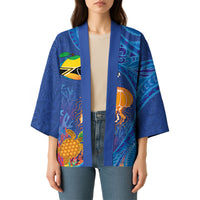 Hawaiian Funny Fruits Sea Animals Kimono Mango Reef Triggerfish and Pineapple Turtle and Mandarin Jellyfish LT03 - Polynesian Pride