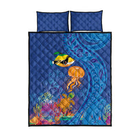 Hawaiian Funny Fruits Sea Animals Quilt Bed Set Mango Reef Triggerfish and Pineapple Turtle and Mandarin Jellyfish LT03 - Polynesian Pride