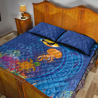 Hawaiian Funny Fruits Sea Animals Quilt Bed Set Mango Reef Triggerfish and Pineapple Turtle and Mandarin Jellyfish LT03 - Polynesian Pride