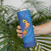 Hawaiian Funny Fruits Sea Animals Skinny Tumbler Mango Reef Triggerfish and Pineapple Turtle and Mandarin Jellyfish LT03 - Polynesian Pride