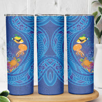 Hawaiian Funny Fruits Sea Animals Skinny Tumbler Mango Reef Triggerfish and Pineapple Turtle and Mandarin Jellyfish LT03 - Polynesian Pride