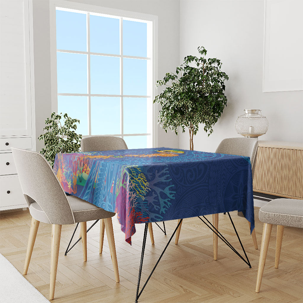 Hawaiian Funny Fruits Sea Animals Tablecloth Mango Reef Triggerfish and Pineapple Turtle and Mandarin Jellyfish LT03 - Polynesian Pride