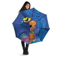 Hawaiian Funny Fruits Sea Animals Umbrella Mango Reef Triggerfish and Pineapple Turtle and Mandarin Jellyfish LT03 - Polynesian Pride