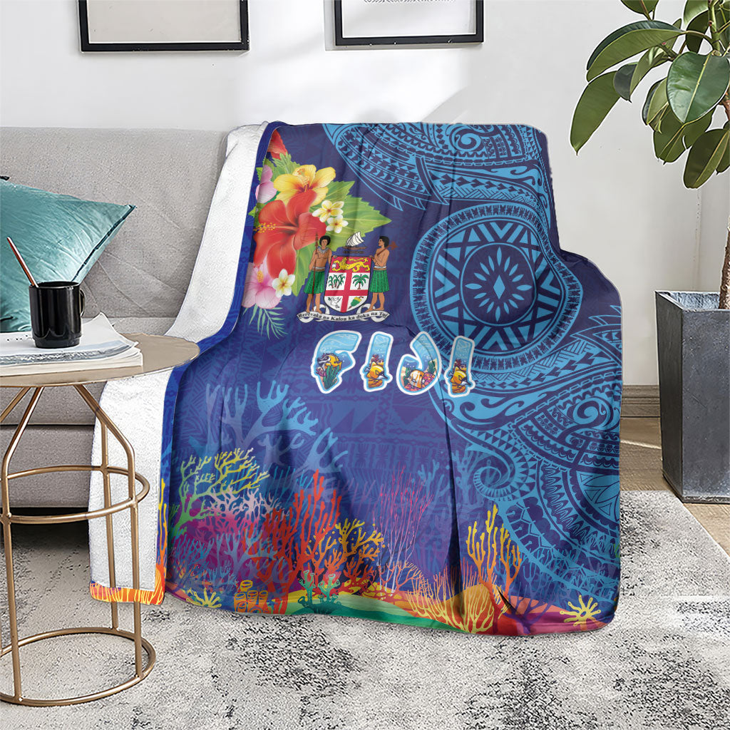 Fiji Day Blanket Coral Reef with Tapa Motifs and Hibiscus Ocean Vibe LT03 - Polynesian Pride