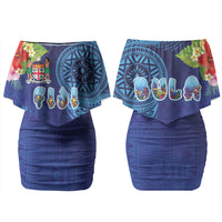 Fiji Day Couples Matching Off Shoulder Short Dress and Long Sleeve Button Shirt Coral Reef with Tapa Motifs and Hibiscus Ocean Vibe LT03 - Polynesian Pride