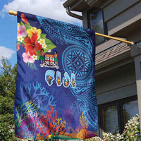 Fiji Day Garden Flag Coral Reef with Tapa Motifs and Hibiscus Ocean Vibe LT03 - Polynesian Pride