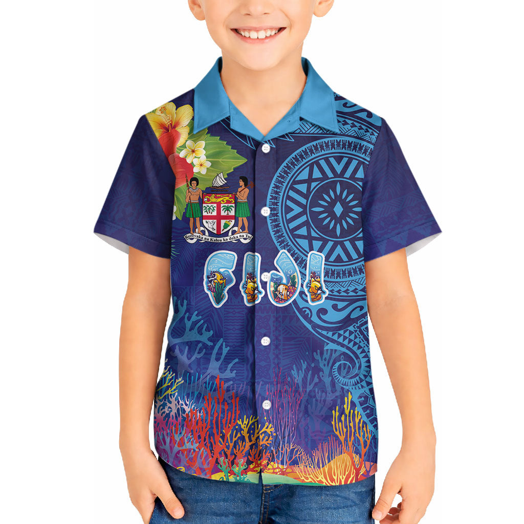 Fiji Day Hawaiian Shirt Coral Reef with Tapa Motifs and Hibiscus Ocean Vibe LT03 - Polynesian Pride