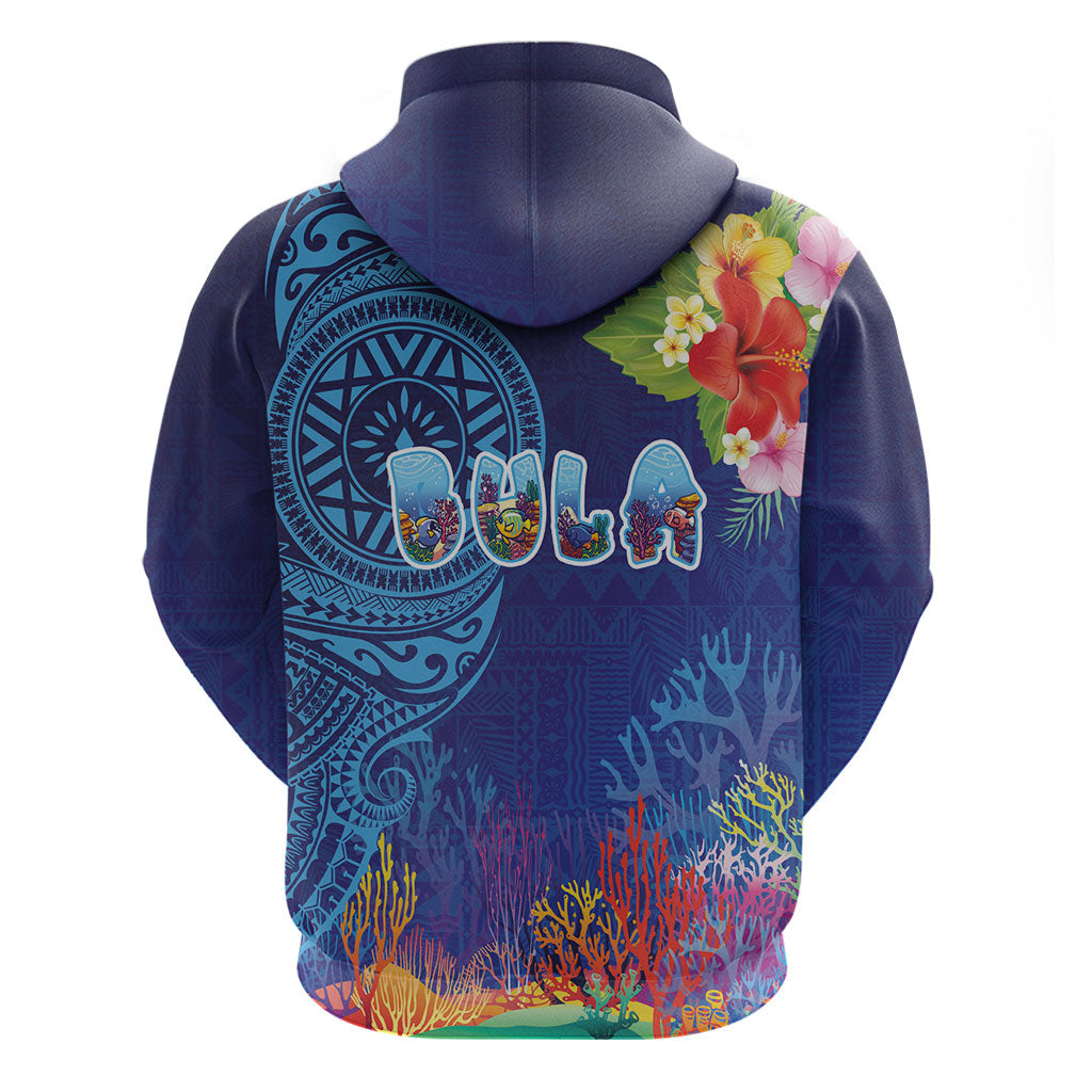 Fiji Day Zip Hoodie Coral Reef with Tapa Motifs and Hibiscus Ocean Vibe LT03 - Polynesian Pride