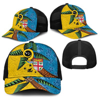 Malampa Fiji Day Baseball Net Cap Tapa and Melanesian Patterns with Coat of Arms LT03 - Polynesian Pride