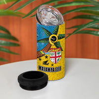 Malampa Fiji Day 4 in 1 Can Cooler Tumbler Tapa and Melanesian Patterns with Coat of Arms LT03 - Polynesian Pride