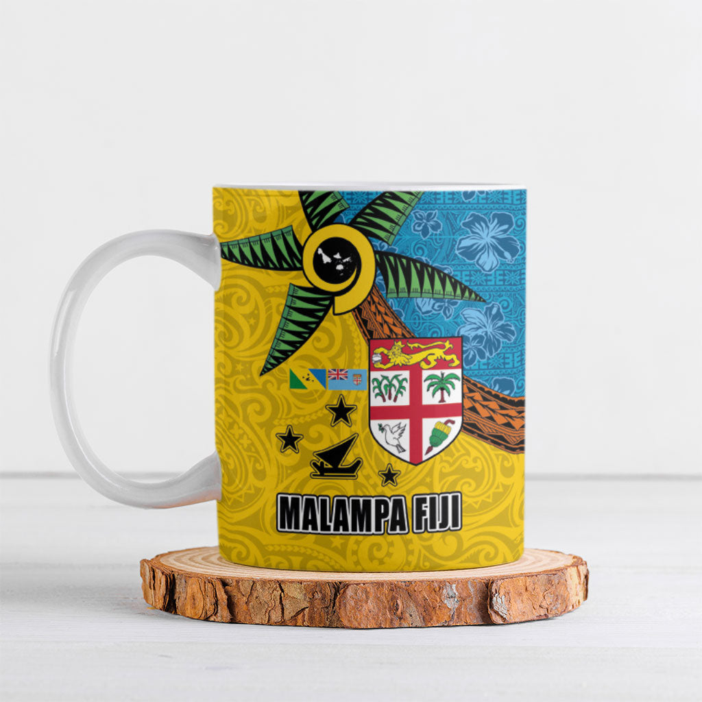 Malampa Fiji Day Ceramic Mug Tapa and Melanesian Patterns with Coat of Arms LT03 Multicolor - Polynesian Pride