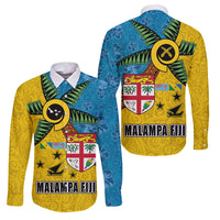 Malampa Fiji Day Family Matching Mermaid Dress and Hawaiian Shirt Tapa and Melanesian Patterns with Coat of Arms LT03 Dad's Shirt - Long Sleeve Multicolor - Polynesian Pride