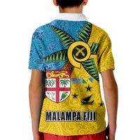 Malampa Fiji Day Kid Polo Shirt Tapa and Melanesian Patterns with Coat of Arms LT03 - Polynesian Pride