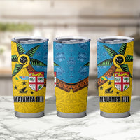 Malampa Fiji Day Tumbler Cup Tapa and Melanesian Patterns with Coat of Arms LT03 - Polynesian Pride