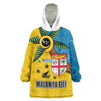 Malampa Fiji Day Wearable Blanket Hoodie Tapa and Melanesian Patterns with Coat of Arms LT03 One Size Multicolor - Polynesian Pride