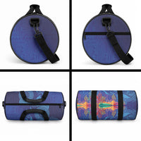 Fijian Tribal Manta Ray Duffle Bag Masi Motif with Coral Reef Ocean Vibe