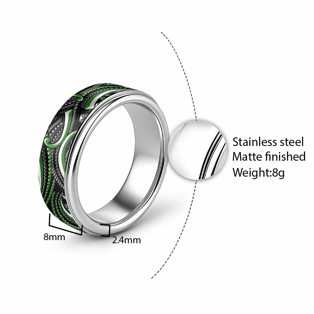 Traditional Samoan Tattoo Art Green Color Classic Ring - Polynesian Pride