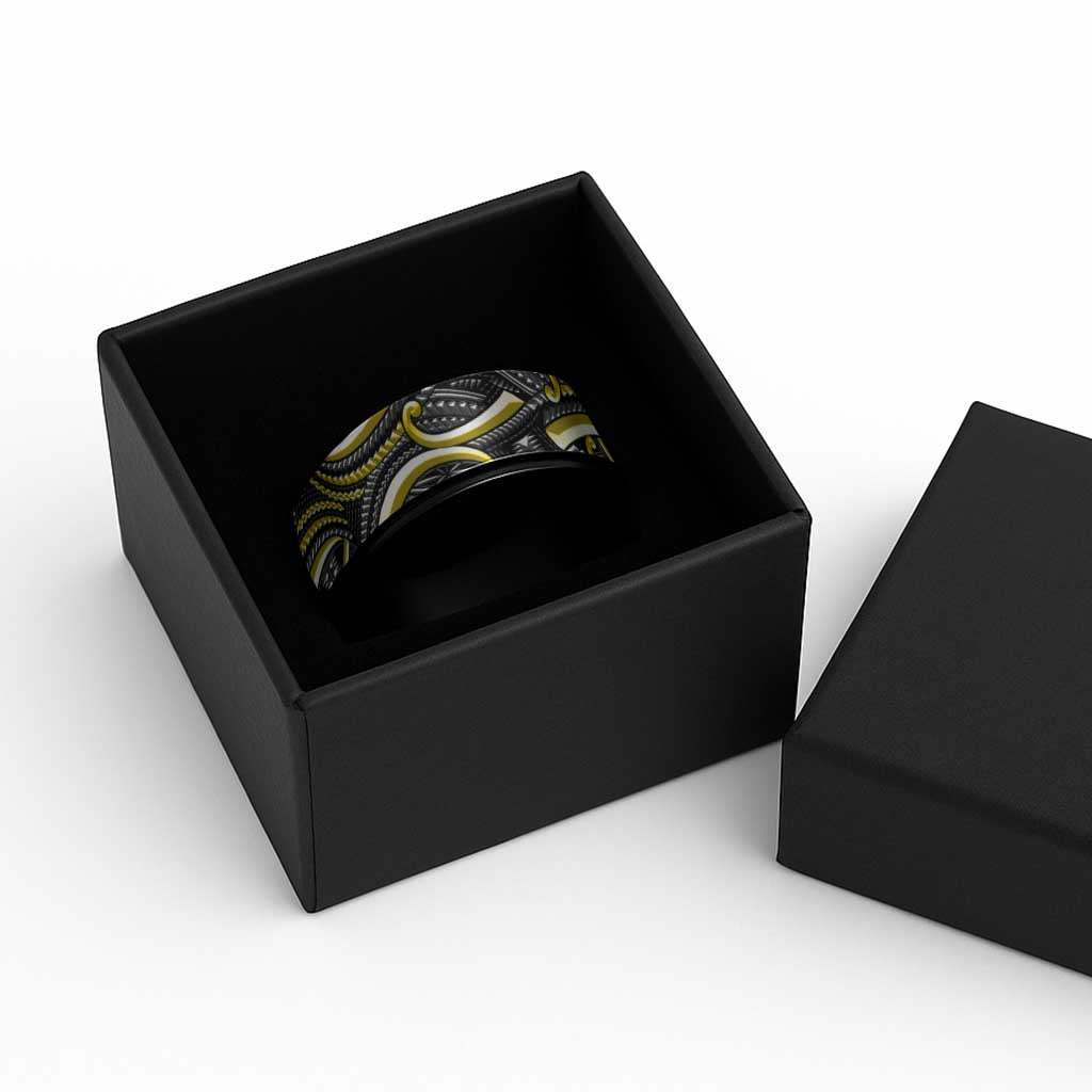 Traditional Samoan Tattoo Art Yellow Color Spinner Ring - Polynesian Pride