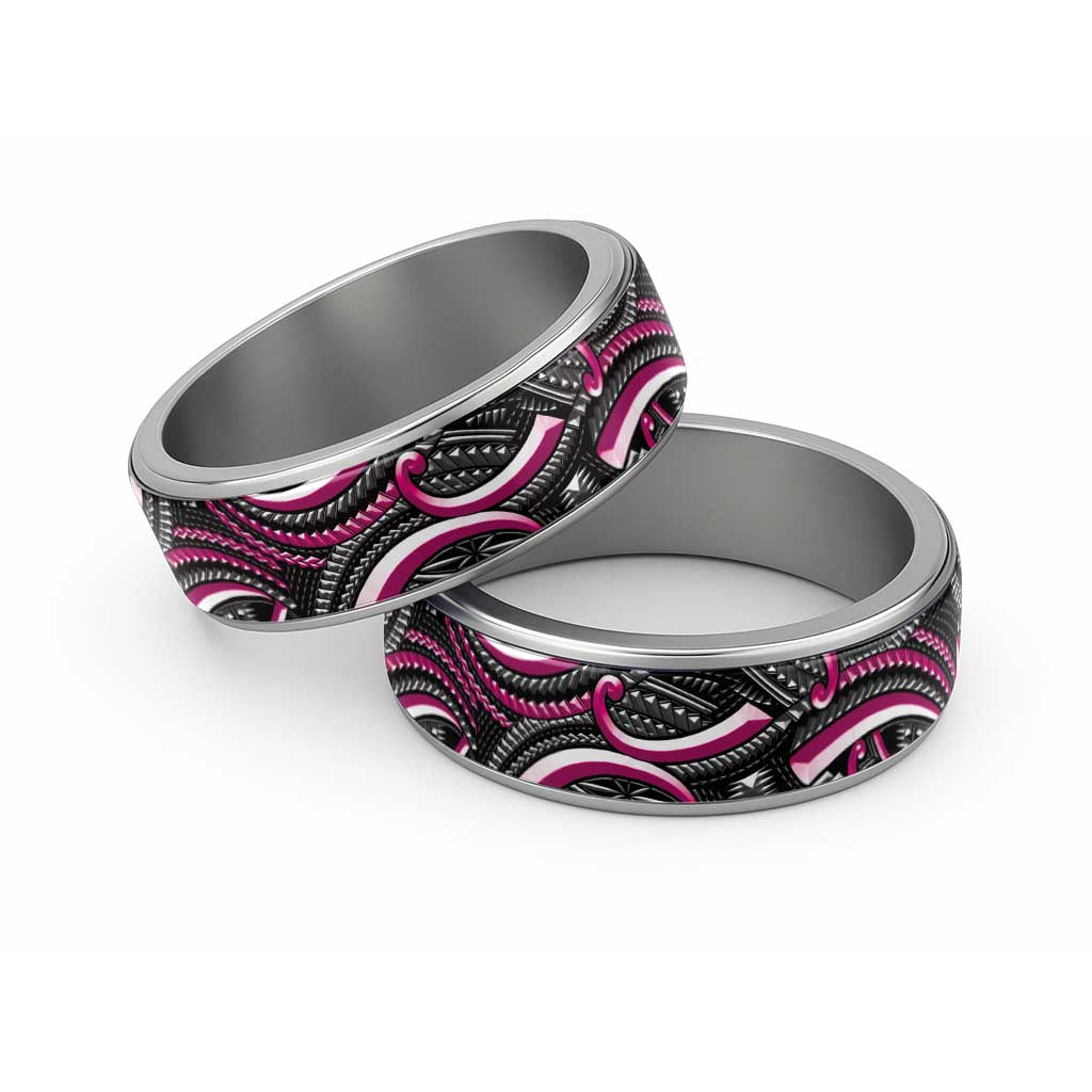 Traditional Samoan Tattoo Art Pink Color Classic Ring - Polynesian Pride