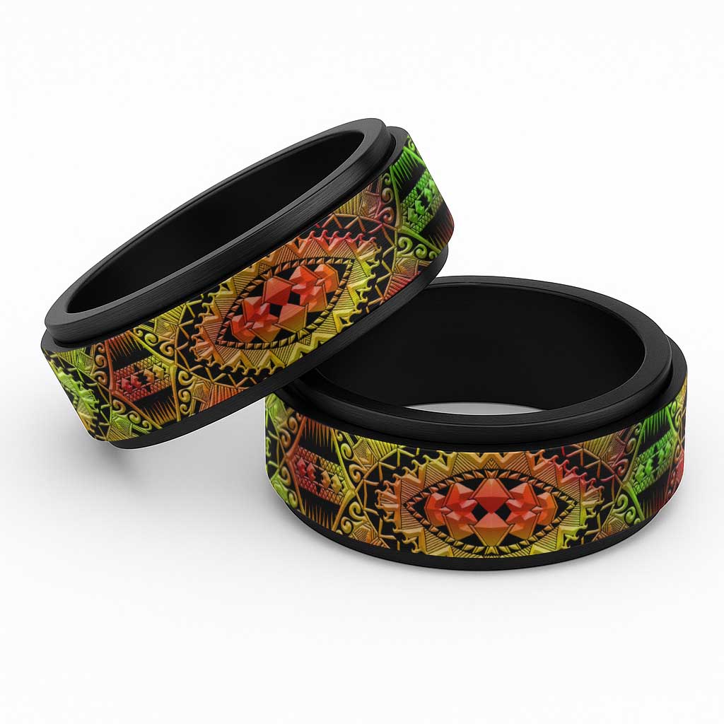 Traditional Samoa Maori Ornament Style Reggae Art Spinner Ring - Polynesian Pride