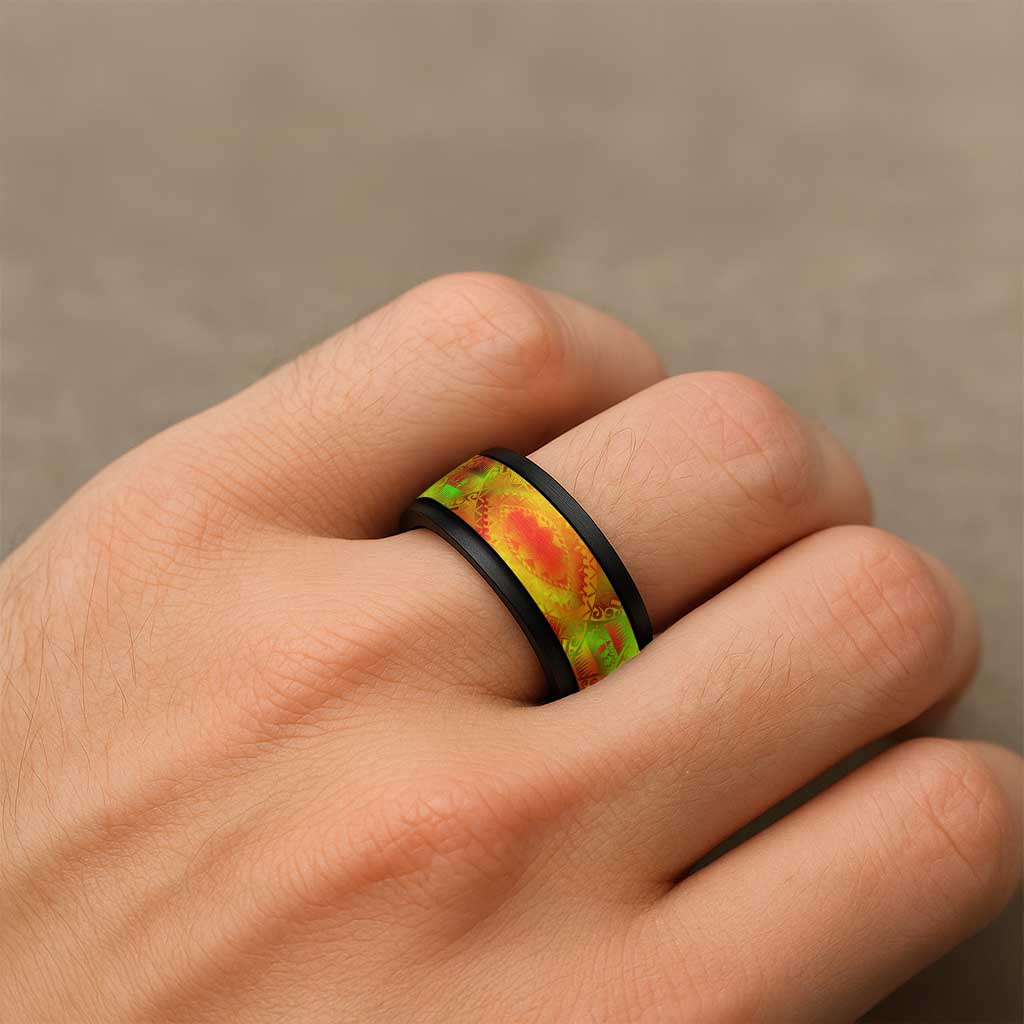 Traditional Samoa Maori Ornament Style Reggae Color Spinner Ring - Polynesian Pride