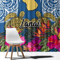 Hawaii Lanai Island Window Curtain Hibiscus Turle and Map with Polynesian Spiral LT03 - Polynesian Pride