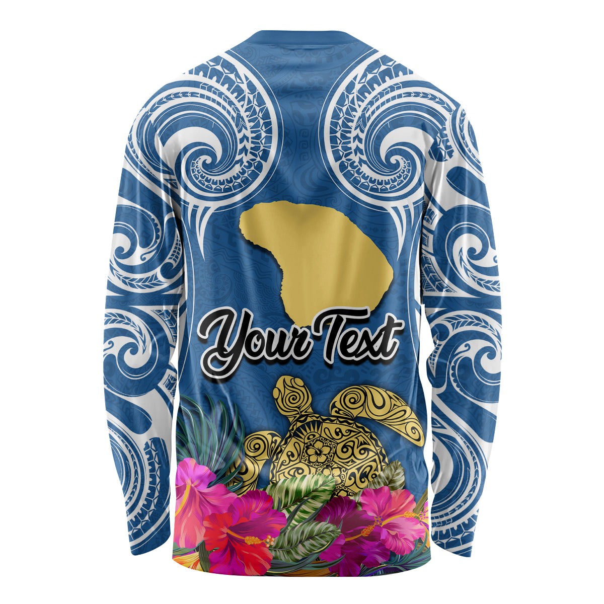Custom Hawaii Lanai Island Long Sleeve Shirt Hibiscus Turle and Map with Polynesian Spiral LT03 - Polynesian Pride