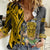 Hawaii Lanai Island Women Casual Shirt Hawaiian Warrior and Kakau Symbols Abstract Tattoo LT03 Female Yellow - Polynesian Pride