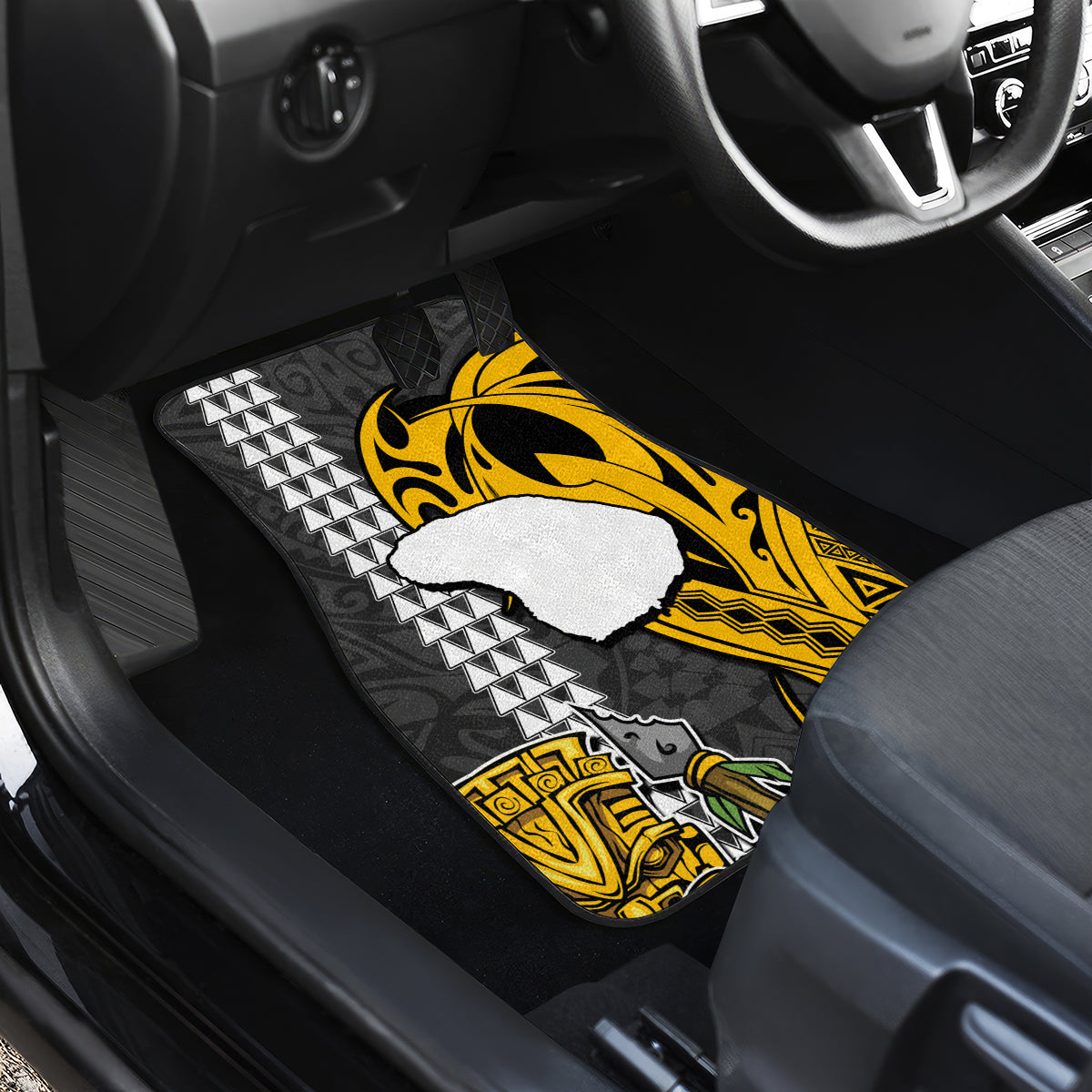 Custom Hawaii Lanai Island Car Mats Hawaiian Warrior and Kakau Symbols Abstract Tattoo LT03 - Polynesian Pride