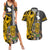 Custom Hawaii Lanai Island Couples Matching Summer Maxi Dress and Hawaiian Shirt Hawaiian Warrior and Kakau Symbols Abstract Tattoo LT03 Yellow - Polynesian Pride