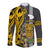 Custom Hawaii Lanai Island Long Sleeve Button Shirt Hawaiian Warrior and Kakau Symbols Abstract Tattoo LT03 Unisex Yellow - Polynesian Pride