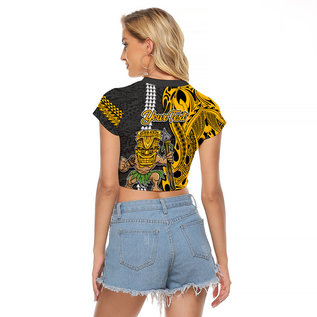 Custom Hawaii Lanai Island Raglan Cropped T Shirt Hawaiian Warrior and Kakau Symbols Abstract Tattoo LT03 - Polynesian Pride