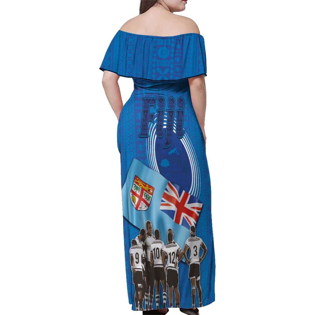 Fiji Rugby Sevens Family Matching Off Shoulder Maxi Dress and Hawaiian Shirt Commemorate Gold Medal - Rio de Janeiro 2016