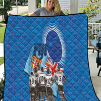 Fiji Rugby Sevens Quilt Commemorate Gold Medal - Rio de Janeiro 2016 LT03 Blue - Polynesian Pride
