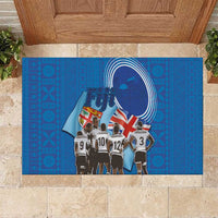 Fiji Rugby Sevens Rubber Doormat Commemorate Gold Medal - Rio de Janeiro 2016 LT03 Blue - Polynesian Pride